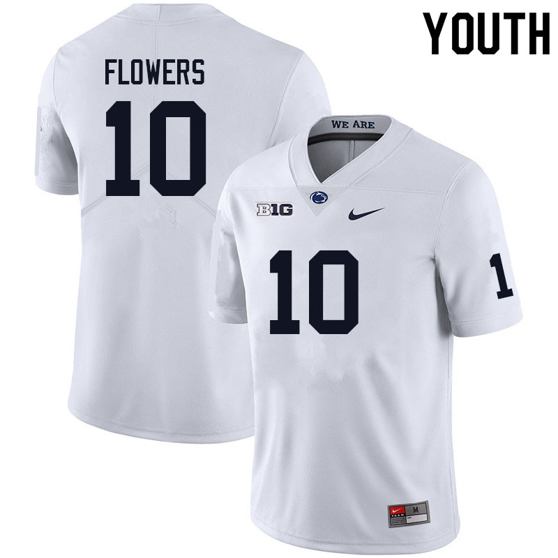 Youth #10 Mehki Flowers Penn State Nittany Lions College Football Jerseys Sale-White - Click Image to Close